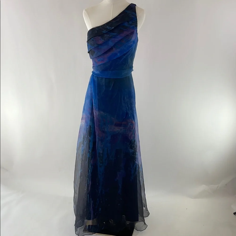 Rene Ruiz Blue Organza Gown, Size 4 - Picture 5 of 16